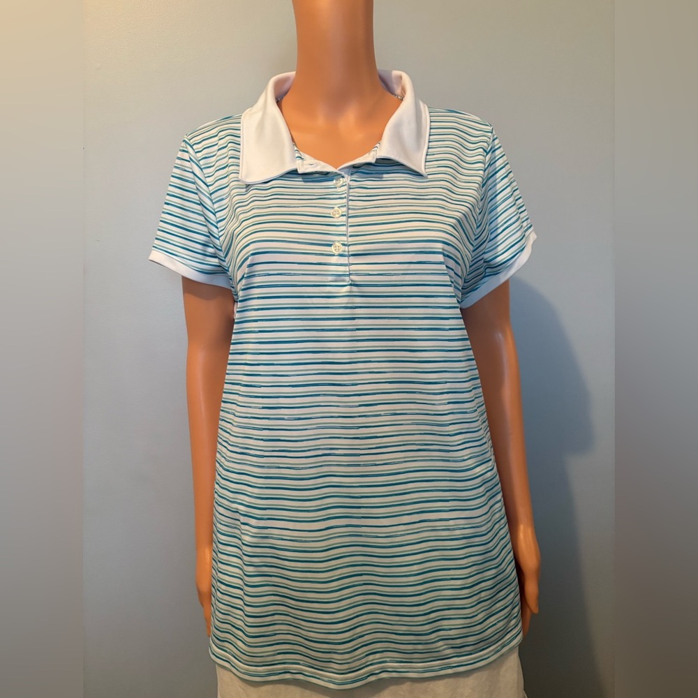 ZELOS Blue and White Striped Button Down Shirt